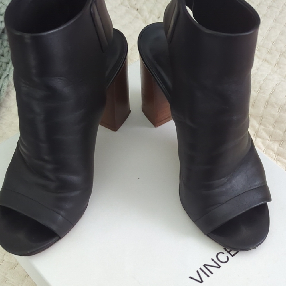 Vince Black Heeled Boots with Chunky Heel